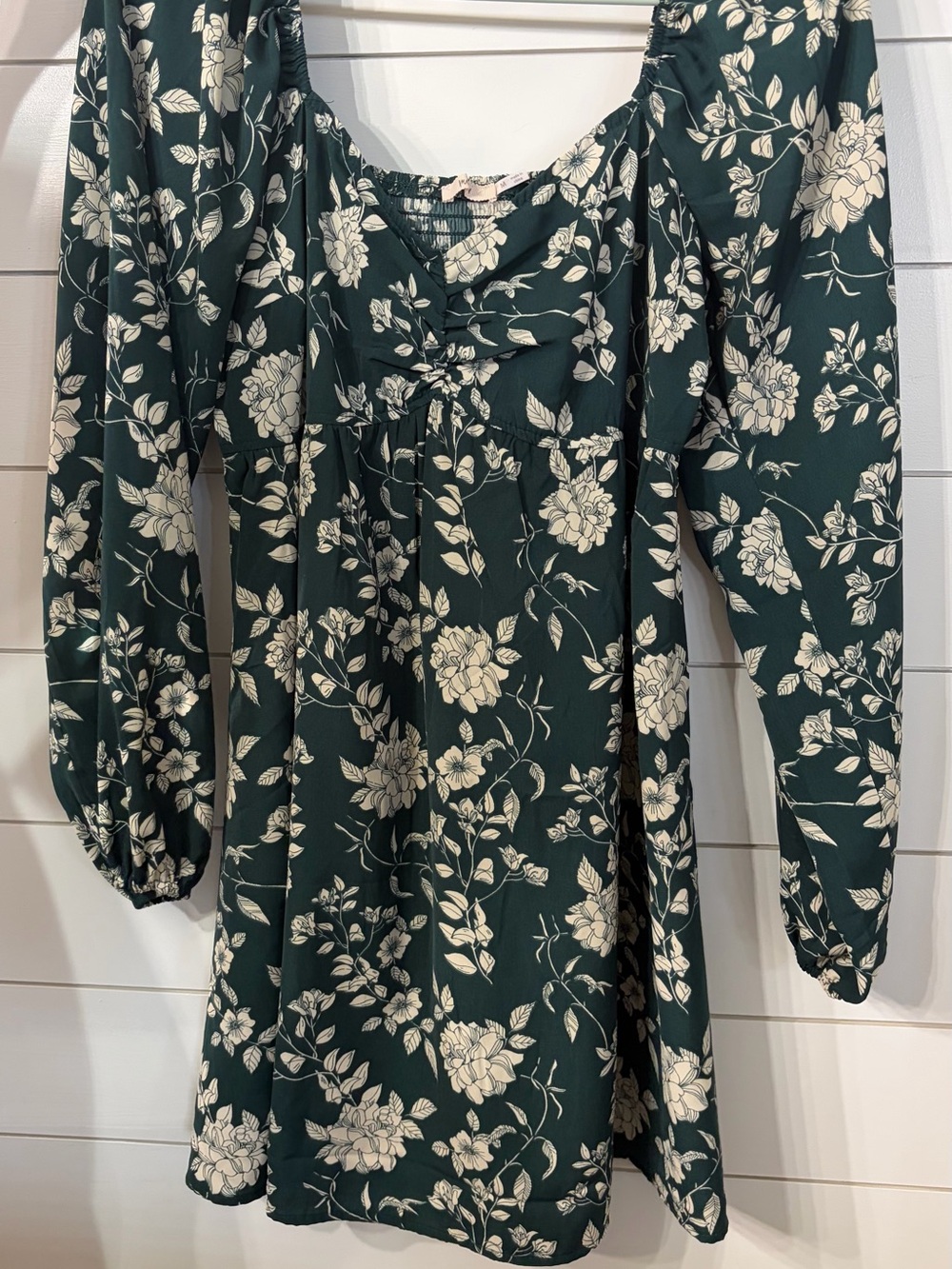 miami Dark Green Mini Dress with Cream Floral Print